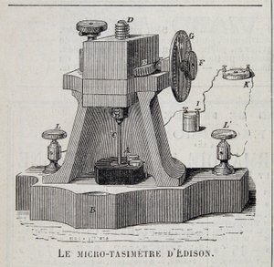 El micro-tasímetro de Edison - grabado, finales del siglo XIX de Unknown artist