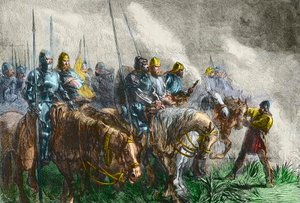 La mañana de la batalla de Agincourt - Guerra de los Cien Años: Batalla de Azincourt (Pas-de-Calais) el 25 de octubre de 1415 - Antes de la Batalla de Azincourt de Unknown artist