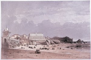 Los nuevos baños de la costa de los locos y el casino en Biarritz, s.d. siglo XIX de Unknown artist