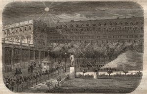 El cañón del mediodía (cañón solar) en el Palais Royal en París. Grabado de 1857 en “El Museo de las Ciencias” de Unknown artist