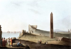 Los obeliscos en Alejandría, llamados agujas de Cleopatra - en Vistas en Egipto de Unknown artist