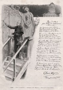 El pintor Puvis de Chavannes (1824-1898) ocupa la pintura - alegoría de M. Merwart con una poesía de Clovis Hugues