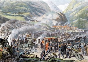 El paso del Monte San Bernardo por el ejército napoleónico el 16 de mayo de 1800 - litografía