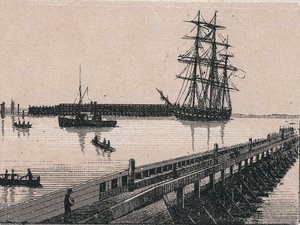 El puerto de la ciudad de Calais en "El mundo ilustra 168 vistas" Sin fecha (finales del siglo XIX) de Unknown artist