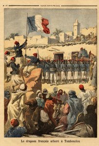 El izado de la bandera francesa en Tombuctú por el Teniente Coronel Francois Xavier Bonnier de Unknown artist