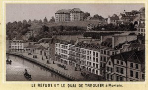 El refugio y muelle de Treguier en Morlaix (Finisterre, región de Bretaña). Cromolitografía de finales del siglo XIX