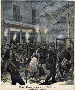 El restaurante Very (24 Boulevard Magenta en París) después de la explosión causada por el ataque del anarquista Francois Koenigstein, alias Ravachol (1859 - 1892) el 30 de marzo de 1892. En “Le Petit Journal”