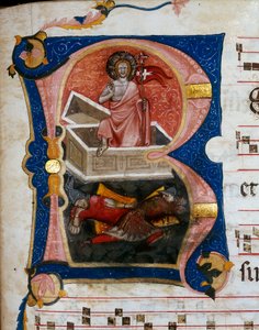 La resurrección de Cristo, miniatura de un pergamino coral de Unknown artist