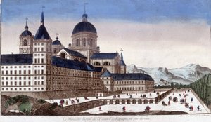 El monasterio real del Escorial en España, visto desde atrás