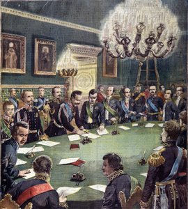 La firma de Carlos Alberto, Rey de Cerdeña, del Estatuto Básico de la Monarquía de Saboya el 07/02/1848, que fue adoptado el 4 de marzo de 1848, conocido como el Estatuto Albertino. de Unknown artist