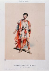 El cantante Achille De Bassini interpretando a Pollione en la ópera La Norma de Unknown artist