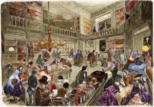 La tienda de la librería Nouvelle, boulevard des Italiens en París en 1860 de Unknown artist