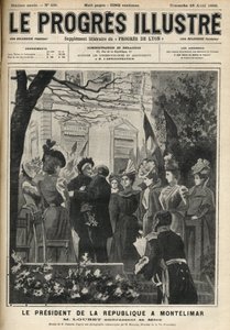 El viaje del Presidente de la República a Montelimar (Drome, Francia): Emile Loubet (1838-1929) y su madre. Grabado en 