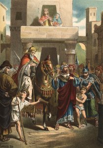 El triunfo de Mardoqueo (o Mordejai o Mardoqueo), personaje bíblico (siglo V a.C.). En "El Culto de la Hermosura" por Juan Justo Huguet, Molinas Hermanos editores de Unknown artist