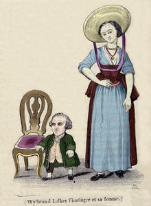 El relojero Wylbrand Lolkes con su esposa. Grabado del siglo XIX. de Unknown artist
