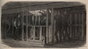 Trucos teatrales - tragar - grabado de 1875