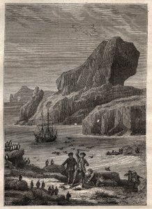 Tercer viaje (1776-1779) del Capitán James Cook (1728-1779): las islas de Kerguelen (archipiélago de Kerguelen, Antártida) - ilustración tomada de “Los Grandes Marineros del siglo XVIII”