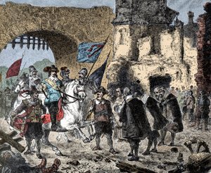 Treinta años: General Bernardo de Sajonia-Weimar (1604-1639) victorioso en Breisach (Alemania) - Bernhard de Weimar entrando en Breisach de Unknown artist