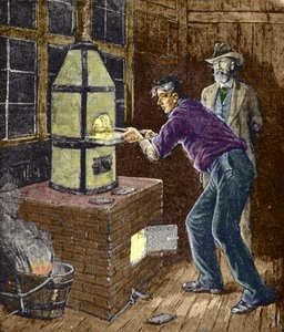 Thomas Edison experimenta alrededor de 1879 con papel carbón para la lámpara incandescente