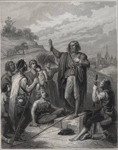Thomas Muntzer predicando - Thomas Muntzer (1489-1525) enseñando su doctrina - grabado en 