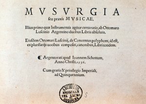 Portada de Musurgia, manual práctico de música (1536) de Unknown artist