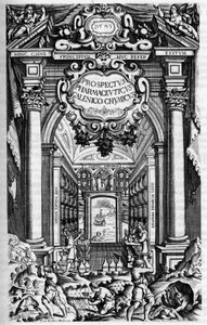 Página de título de “PROSPECTUS PHARMUTICI SUB QUO ANTIDOTARIUM MEDIOLANENSE GALENO-CHIMICUM EXCELLENTIMI SENATUS IUSSU MEDIOLANI, EX TYPOGRAPHIA CAROLI QUINTI de Unknown artist