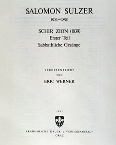 Página de título de Schir zion de Salomon Sulzer de Unknown artist