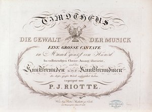 Página del título de la partitura de Timotheus de G F Handel (1812)