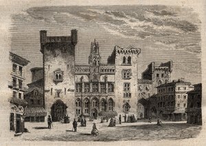 Ayuntamiento de Narbona - Languedoc-Rosellón-Mediodía-Pirineos - Francia - grabado en “Dictionnaire populaire illustrious” - 1864 - por Joseph Decembre y Edmond Allonier
