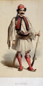 Traje masculino tradicional griego - grabado, finales del siglo XIX