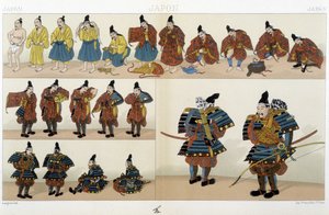 Vestimenta tradicional de samuráis japoneses - en “El traje histórico” de Racinet de Unknown artist
