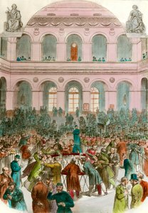 Agentes de cambio en la Bolsa de París (grabado) 1856 Colección privada de Unknown artist