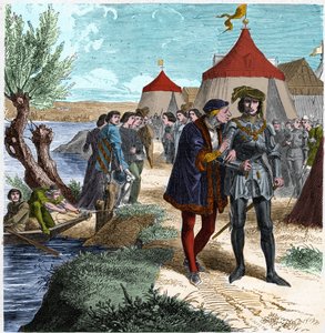 Tratado de Conflans el 5/10/1465 entre el rey de Francia Luis XI y Carlos de Charolais (luego Carlos el Temerario) poniendo fin a la revuelta de los nobles o Liga del Bien Público. de Unknown artist