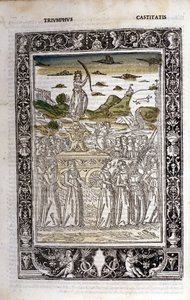 Triunfo de la Castidad de Petrarca (Francesco Petrarca). Miniatura sd. Bibl. Trivulziana, Milán de Unknown artist