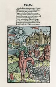 Troyanos: guerreros griegos salen del caballo una vez que ha cruzado las murallas de la ciudad. Eneida. Xilografía de Sebastian Brant. Estrasburgo de Unknown artist