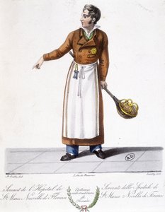 Traje de Toscana: Enfermera. Sirviendo del Hospital de Santa Maria Novella en Florencia. Grabado del siglo XIX.