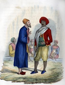 Dos hombres en las calles de Argel en 1830. en “L