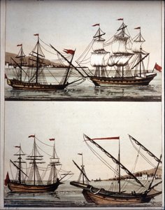 Barcos típicos de los piratas bárbaros, - en “Il costume antico e moderno” de Ferrario, Milán de Unknown artist