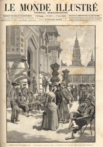 Exposición Universal 1889 - Soldados indígenas frente al Pabellón Colonial (Esplanade des Invalides). Portada de "Le Monde Illustré" del 01/06/1889.
