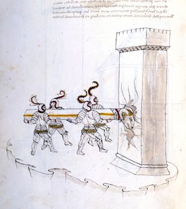 Uso de un ariete durante un asalto en el siglo XVI. de Unknown artist