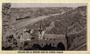 Valle del Mosa: vista de Creve Coeur (Creve-Coeur o Crevecoeur), Valonia, Bélgica. Cromolitografía de finales del siglo XIX.