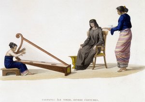 Varios trajes de mujeres de la Isla de Timor (Coupang) de Unknown artist