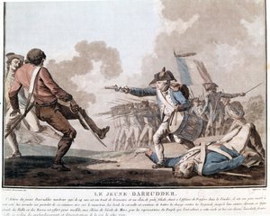 Revuelta de Vendée: el joven Darruder. Este es un ejemplo de heroísmo patriótico ya que Darruder era un niño de 14 años que tomó el arma de su padre muerto para matar a su asesino y continuar la lucha. 1793 de Unknown artist