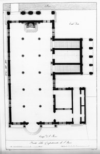 Venecia. Escuela de San Rocco, fundada en 1478. Plano. Siglo XIX.