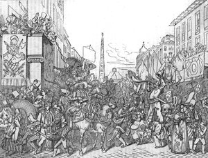 Via del Corso en Roma durante el Carnaval de 1836 de Unknown artist