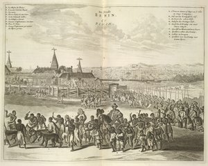 Vista de Benín. Procesión de nativos de Unknown artist