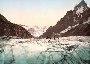 Vista del Mont Blanc: La Mer de Glace. Fotochrome c. 1890. de Unknown artist