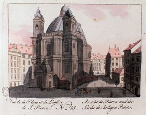 Vista de la Plaza de la Iglesia de San Pedro en Viena, Austria