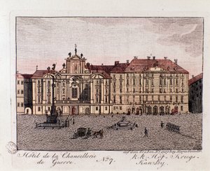 Vista del Hotel de la Cancillería de Guerra en Viena. Austria. Grabado de 1815 Colección privada