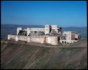 Vista del Krak de los Caballeros, castillo cruzado, c.1100 de Unknown artist